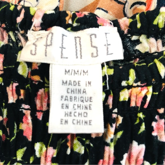 Spense Sz M Wide Leg Crop Jumpsuit Smocked Bodice Ruffles Pull On Retro - Picture 9 of 11